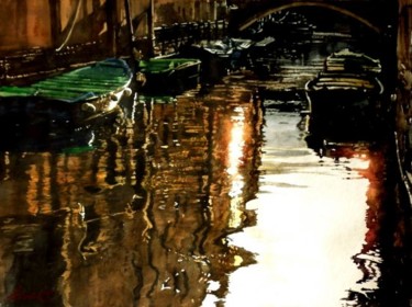 Peinture intitulée "Rio di San Giovanni…" par Paul Dmoch, Œuvre d'art originale, Aquarelle