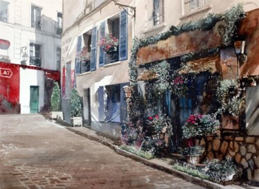 Peinture intitulée "Le Poulbot - 3 Rue…" par Paul Dmoch, Œuvre d'art originale, Aquarelle