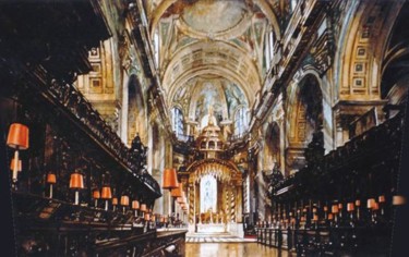 Peinture intitulée "Choeur, Cathédrale…" par Paul Dmoch, Œuvre d'art originale, Aquarelle