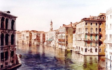 Peinture intitulée "Canal Grande à côte…" par Paul Dmoch, Œuvre d'art originale, Aquarelle