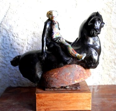 Sculpture titled "CAVALIERS" by Paule-Andree Maraval, Original Artwork, Ceramics