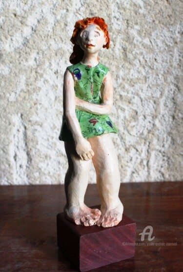 Sculpture titled "COURGETTE" by Paule-Andree Maraval, Original Artwork, Ceramics