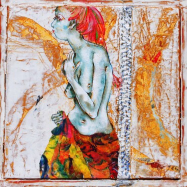 Painting titled "LOLA" by Paule-Andree Maraval, Original Artwork, Oil Mounted on Wood Stretcher frame