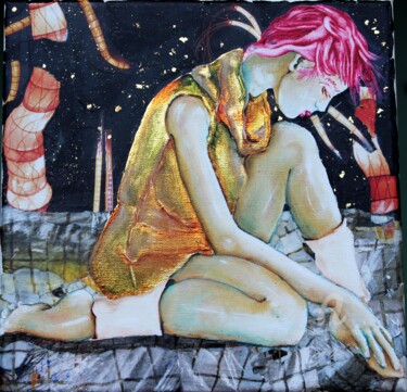 Peinture intitulée "LUCIOLES" par Paule-Andree Maraval, Œuvre d'art originale, Huile Monté sur Châssis en bois