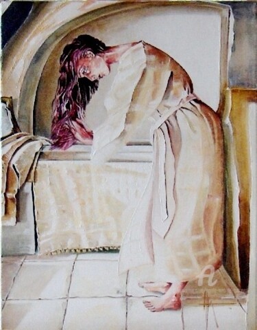 Painting titled "toilette matinale" by Paule-Andree Maraval, Original Artwork, Oil