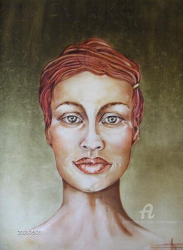 Pittura intitolato "portrait de femme" da Paule-Andree Maraval, Opera d'arte originale, Olio