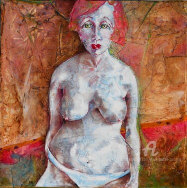 Schilderij getiteld "Topless "Blanche"" door Paule-Andree Maraval, Origineel Kunstwerk, Olie