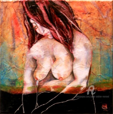 Schilderij getiteld "Topless "Rose"" door Paule-Andree Maraval, Origineel Kunstwerk, Olie