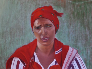 Painting titled "La Tunisienne (boul…" by Paule Benatti, Original Artwork, Pastel Mounted on Cardboard