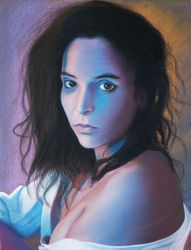 Léa Pensive Painting titled "Léa Pensive" by Paule Benatti, Original Art, Pastel Mounted on Cardboard
