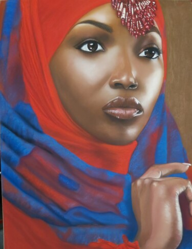 Картина под названием "Belle Africaine" - Paule Benatti, Подлинное произведение искусства, Пастель Установлен на картон