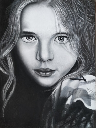 Schilderij getiteld "ADOLESCENCE (Noir e…" door Paule Benatti, Origineel Kunstwerk, Pastel Gemonteerd op Karton