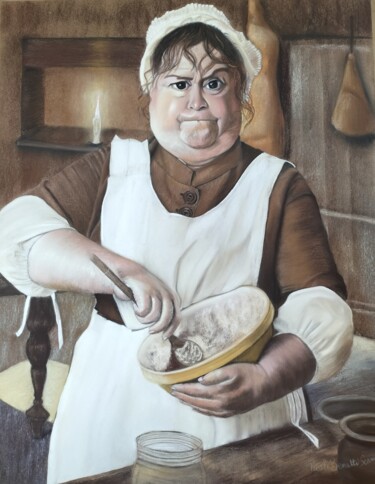Pintura titulada "La Cuisinière de Ca…" por Paule Benatti, Obra de arte original, Pastel Montado en Cartulina