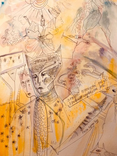 Disegno intitolato "Les sœurs 2022" da Paule Daran, Opera d'arte originale, Acquarello