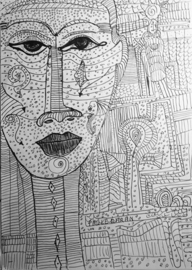 Dibujo titulada "Tatouages" por Paule Daran, Obra de arte original, Tinta