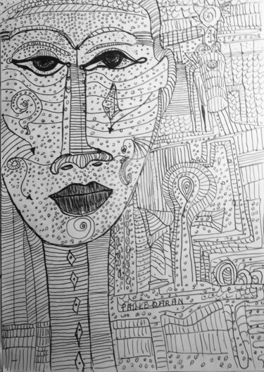 Drawing titled "Tatouages" by Paule Daran, Original Artwork, Ink