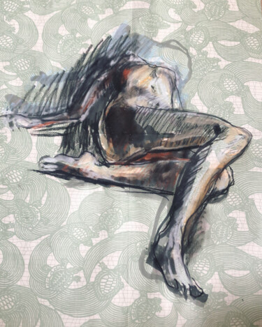 Disegno intitolato "Les jambes Francesca" da Paule Guerin, Opera d'arte originale, Matite colorate