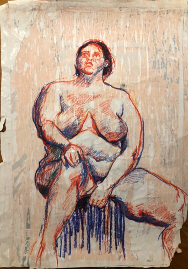 Dessin intitulée "Grande Laurie rouge…" par Paule Guerin, Œuvre d'art originale, Pastel