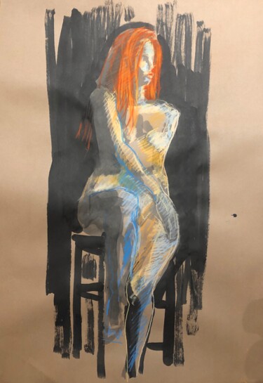 Dessin intitulée "Francesca silhouette" par Paule Guerin, Œuvre d'art originale, Encre