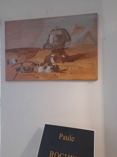 Painting titled "Le sphynx" by Paule Rochet, Original Artwork, Oil Mounted on Wood Stretcher frame