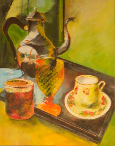 Peinture intitulée "Nature morte à la t…" par Paulette Desse, Œuvre d'art originale, Acrylique