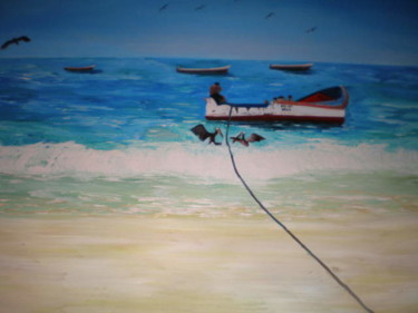 Pintura titulada "Pescadores en Manza…" por Paulette, Obra de arte original, Oleo