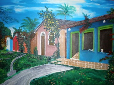 Pintura titulada "Tiendas de artesani…" por Paulette, Obra de arte original, Oleo
