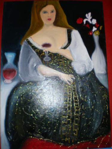 Pintura titulada "La Dama del Vino" por Paulette, Obra de arte original, Oleo