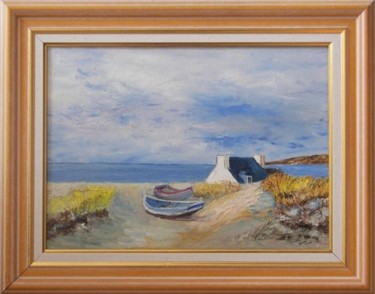 Peinture intitulée "Ciel et mer bretons" par Paulette Marcon, Œuvre d'art originale