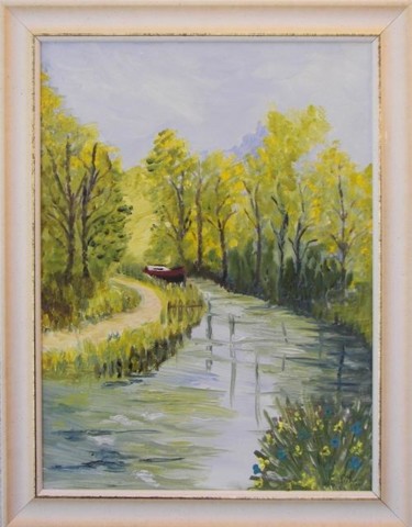 Peinture intitulée "Le canal du midi au…" par Paulette Marcon, Œuvre d'art originale