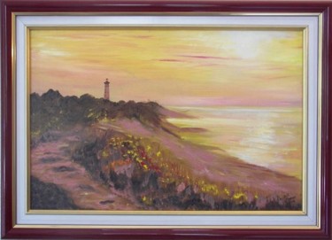 Painting titled "Le phare dans le so…" by Paulette Marcon, Original Artwork