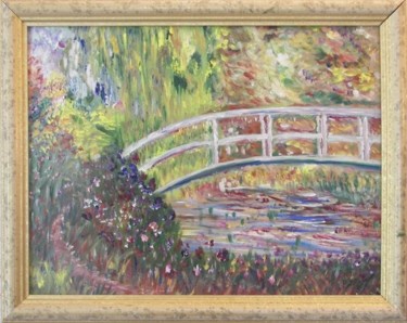 Peinture intitulée "Le pont japonais (e…" par Paulette Marcon, Œuvre d'art originale