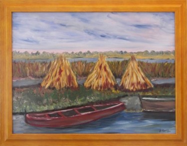 Peinture intitulée "Les meules du marai…" par Paulette Marcon, Œuvre d'art originale
