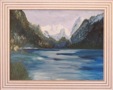 Painting titled "Rêve de lac" by Paulette Marcon, Original Artwork