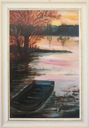 Painting titled "Une barque dans le…" by Paulette Marcon, Original Artwork