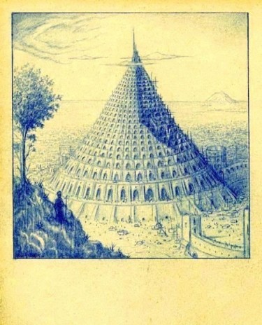 Drawing titled "De Toren van Babel" by Paul Gosselin, Original Artwork, Other