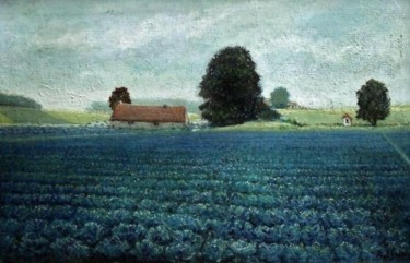 Peinture intitulée "Het rode kolen veld…" par Paul Gosselin, Œuvre d'art originale, Huile