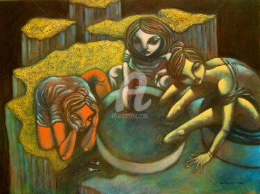 Painting titled "Avaritia (Greed)" by Paul Hilario, Original Artwork, Oil