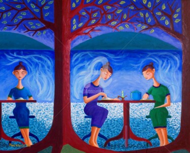 Painting titled "Mga Kaluluwa at Kal…" by Paul Hilario, Original Artwork, Oil