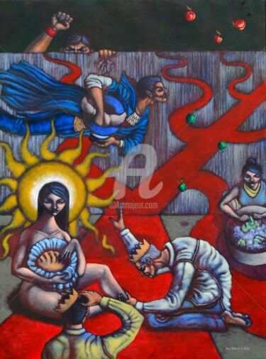 Painting titled "The Veneration of C…" by Paul Hilario, Original Artwork, Oil