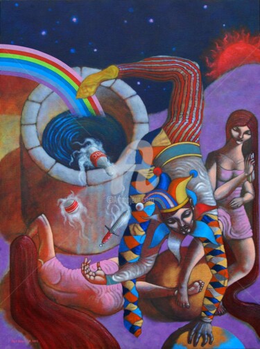 Malarstwo zatytułowany „The Jester King” autorstwa Paul Hilario, Oryginalna praca, Akryl
