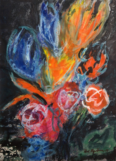 Painting titled "Flowers of night" by Pauli Hyvönen, Original Artwork