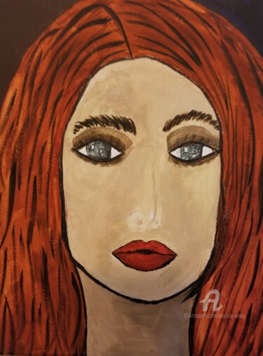 Pittura intitolato "RED HAIR" da Paulina Waas, Opera d'arte originale, Gouache