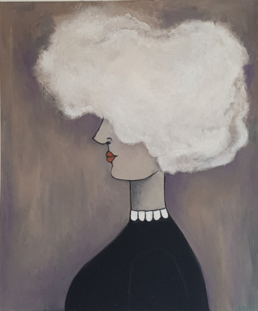 Peinture intitulée "Profil de Femme-Nua…" par Pauline Bailly, Œuvre d'art originale, Huile