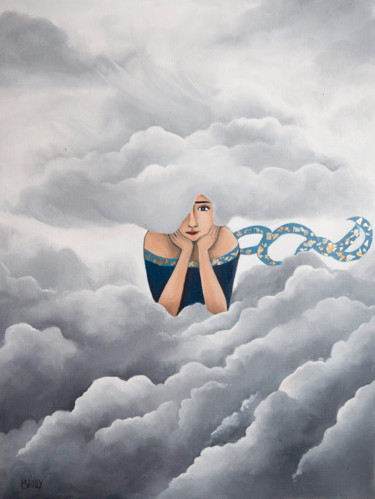 Pintura titulada "Couverture nuageuse" por Pauline Bailly, Obra de arte original, Oleo Montado en Cartulina