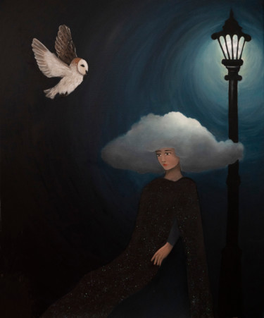 Peinture intitulée "Le lampadaire" par Pauline Bailly, Œuvre d'art originale, Huile