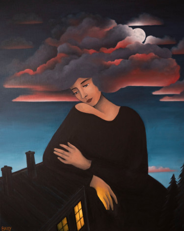 Peinture intitulée "La gardienne" par Pauline Bailly, Œuvre d'art originale, Huile