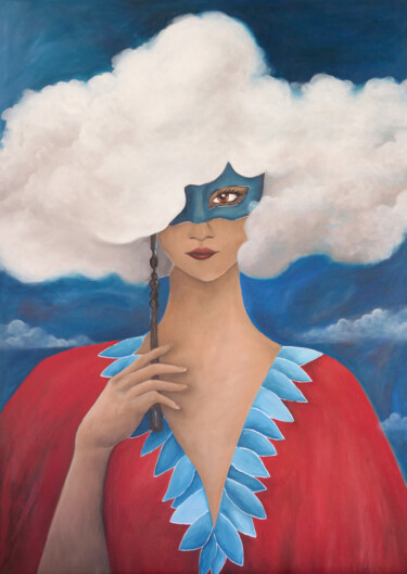Картина под названием "Le masque" - Pauline Bailly, Подлинное произведение искусства, Масло