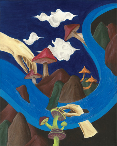Malerei mit dem Titel "Cueillette en bord…" von Pauline Beaugendre (Studio Ravi), Original-Kunstwerk, Acryl Auf Keilrahmen a…