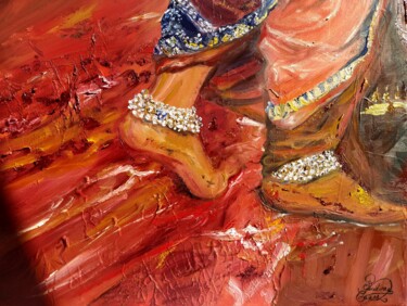 Painting titled "Payal" by Pauline Cazes, Original Artwork, Oil Mounted on Wood Stretcher frame